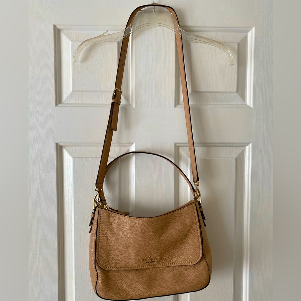 Kate Spade Jackson Street Colette Satchel Crossbody Tan Flap Leather Convertible